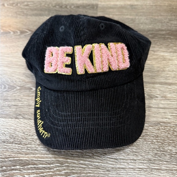 Simply Southern Trucker Hat Cap Baseball Hat BE KIND Corduroy Adjustable Black - Picture 1 of 6